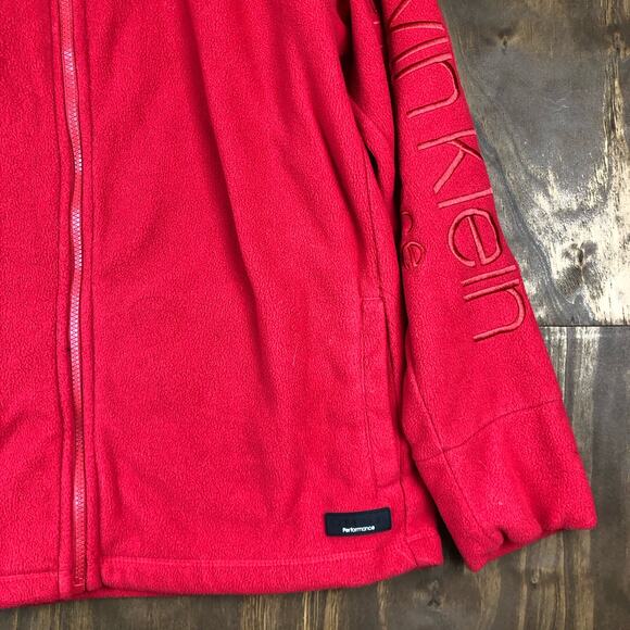 Calvin Klein Womens Sweater Red Full Zip Performance Fleece Athleisure Large - Picture 4 of 12